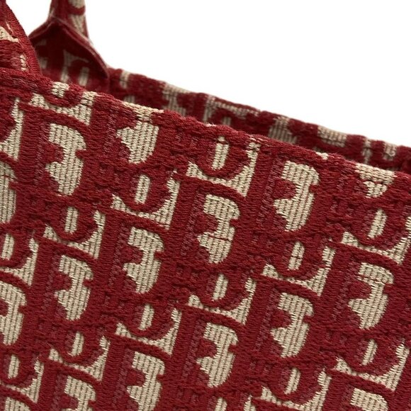 Auth DIOR/ChristianDior Book Tote Large Bag - White Red Jacquard Tote Bag - Picture 14 of 16